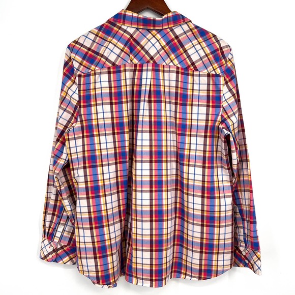 Talbots Womens Sz XL Vibrant Plaid Long Sleeve Blouse Shirt Top Business Formal - Picture 8 of 8